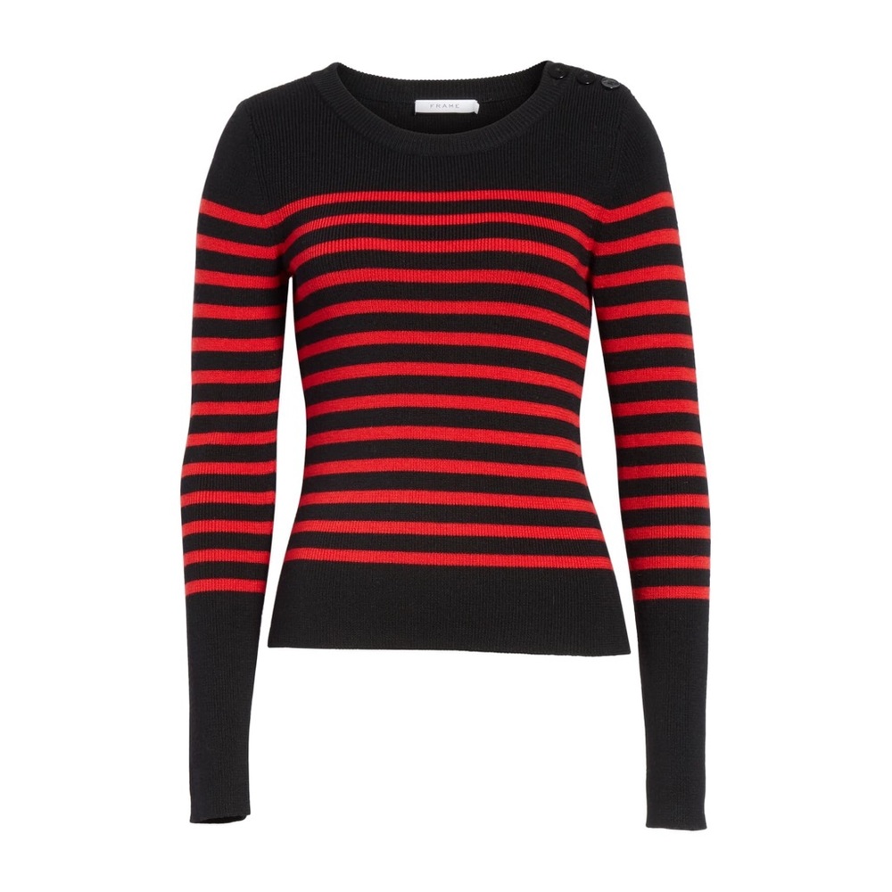 NWT Frame Striped Merino Wool Button Sweater